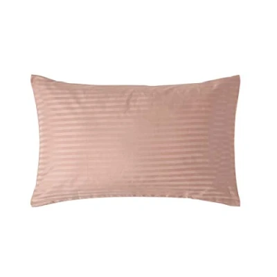 Image of HOMESCAPES Taupe Brown Pure Egyptian Cotton Pillowcase Standard Size 330 TC 500 Thread Count Percale Equivalent Satin Stripe Housewife Pillow Case Pack of 2