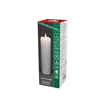 Image of Konstsmide Slim Battery Candles / 3D Living Light/Battery Operated Flickering Moving Flame Candle/Real Wax 4 or 8 Hour Timer Function 17.8 x 5 cm/Warm White