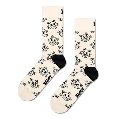 Image of Happy Socks Cat Sock for Men and Women, Beige, Size 41 46