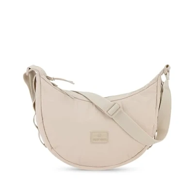 Image of Johnny Urban Cross Body Bag Women Men Beige Kaia Small Puffer Half Moon Padded Crescent Shoulder Made Of Nylon Crossbody with Adjustable Strap Water Repellent