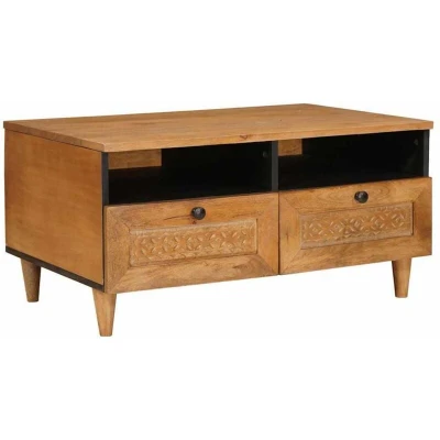 Image of vidaXL Coffee Table Light brown 80 x 54 40 cm Solid mango wood