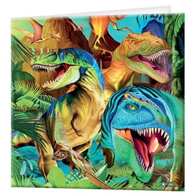 Image of 3D LiveLife Greeting Card Dino Smiles from Deluxebase. Lenticular Blank Cards with Envelopes. Smiling Dinosaur All Occasion featuring Original Artwork by Michael Searle.