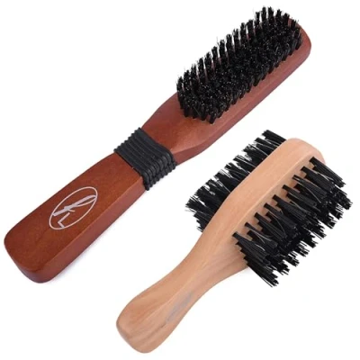 Image of Fine Lines Long Paddle Bristle Brush + Mini Set Boar and Nylon Hair Soft for Afro, Wet or Curly Brushes Women Men