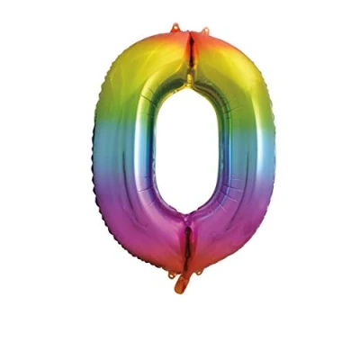Image of 0 Shaped Rainbow Foil Balloon (86cm) Perfect for Celebrations, Party Decor, Birthday, &amp; More 1 Pc