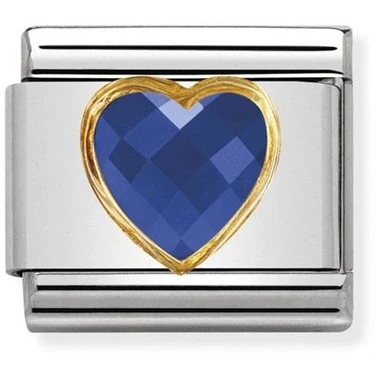 Image of Nomination Blue &amp; Gold Heart Charm