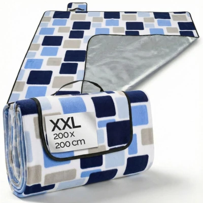 Image of Detex xl Waterproof Fleece Picnic Blanket 195x150 200x200cm Camping Heat Insulated Hand Washable Foldable For 2 6 People Garden Beach