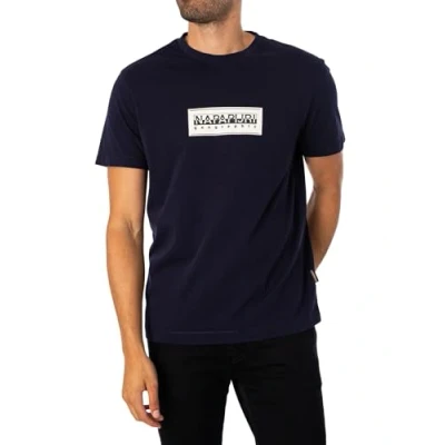Image of Napapijri BOX LOGO SS Print Tshirt, Men&#039;s, Size: Small, Blu marine