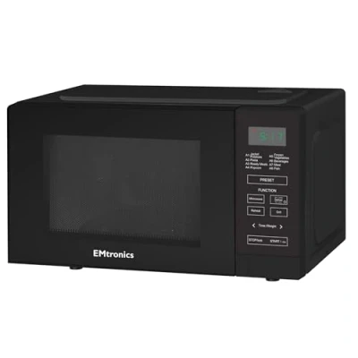 Image of EMtronics 20 Litre 700W Digital Microwave with 800w Grill, 10 Power Levels, 8 Preset Options, Defrost Function and Cavity Light Black