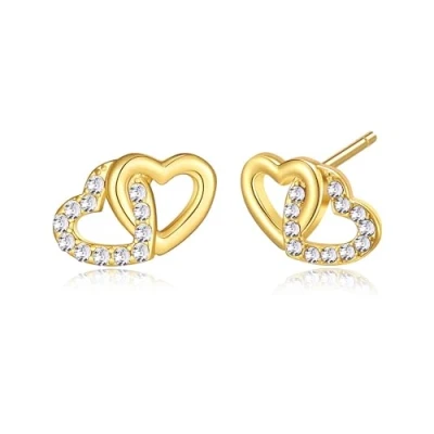 Image of Philip Jones Gold Plated Heart Link Earrings Created with Zircondia® Crystals
