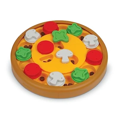 Image of Brightkins Pizza Party Treat Puzzle, Interactive Toy for Dogs, Non Skid Dispenser Dog Mental Stimulation &amp; Slow Feeding, 1 Piece