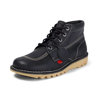 Image of Kickers Unisex Kick Hi Classic Ankle Boots Extra Comfortable Added Durability Premium Quality, Black/White, 6.5 UK