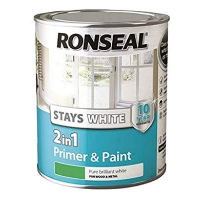Image of RONSEAL RSLSW21GP750 Stay 2 in 1 Gloss Paint, White, 750 ml