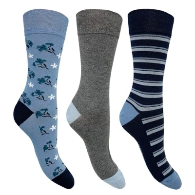 Image of Flexitop Ladies Bamboo socks 3 Pairs U.K. Size 4 7 mix design socks, soft hold, comfort, gentle grip, bamboo, cushioning (Floral)