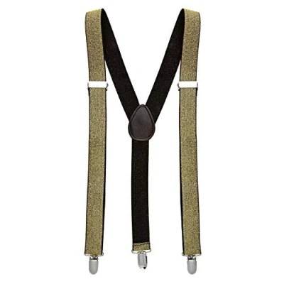 Image of Mytoptrendz® Unisex Trouser Suspenders Clip On Adjustable Braces Y Shaped With Clips (Gold Lurex)