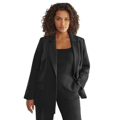 Image of EVANS Curve Single Breasted Blazer Women&#039;s Plus Size Black