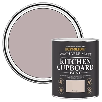 Image of Rust Oleum Light Pink Kitchen Cupboard Paint in Matt Finish Homespun 750ml