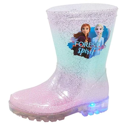 Image of Disney Frozen 2 Girls Light Up Wellington Boots 8 UK Child