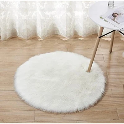 Image of Cumay Super Soft Fluffy Faux Sheepskin Bedside Rugs, Shaggy Silky Plush Carpet For Bedrooms Rugs Living Room Kids Rooms Decor(23.6 x 35.4 inch, Pink)