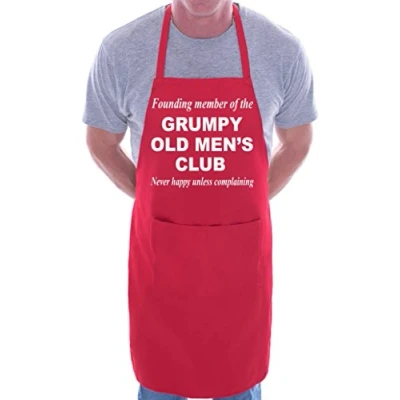 Image of Print4U Grumpy Old Men BBQ Cooking Funny Novelty Apron Red