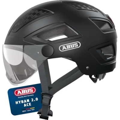 Image of ABUS Hyban 2.0 ACE City Helmet Durable Bicycle for Daily Use with ABS Hard Shell Women and Men Black, Size L