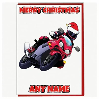 Image of AK Giftshop Personalised Motorbike Themed Christmas Card
