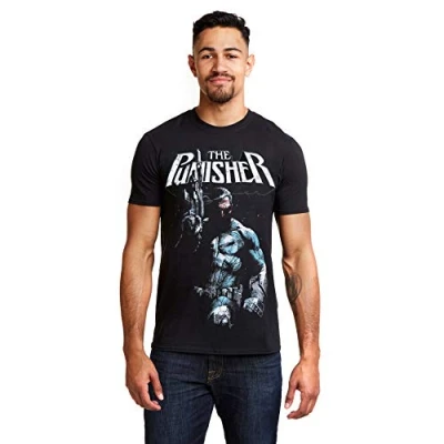 Image of Marvel Men&#039;s Punisher Stance T Shirt, Black, X Large