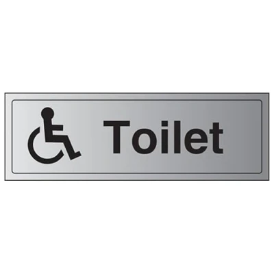 Image of V Safety General Door Disabled Toilet Sign 300mm x 100mm Self Adhesive Alu Effect