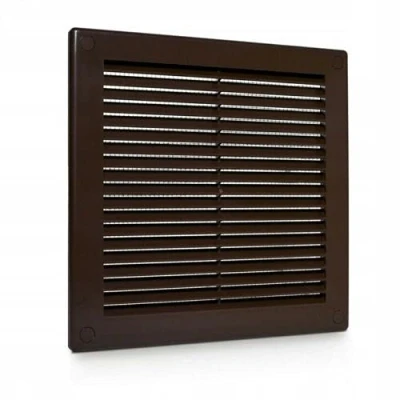 Image of Brown Air Vent Grille 250mm x / 10 inch with Fly Screen/Anti Insect Mesh Ventilation Cover.