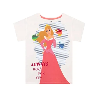 Image of Disney Girls Princess Sleeping Beauty and Fairy Godmothers T Shirt Aurora White 6 7 Years
