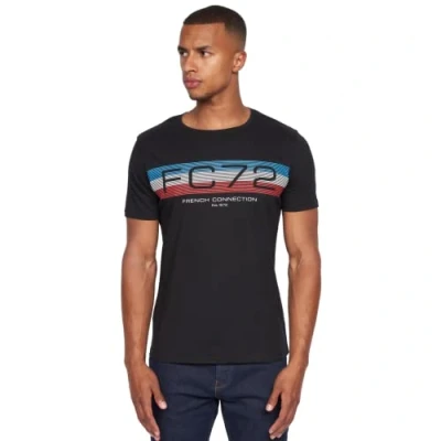 Image of French Connection Mens Premium Half Sleeve Crew Neck T Shirt with Letter Print Logo Design(S,MORENOBLACK)