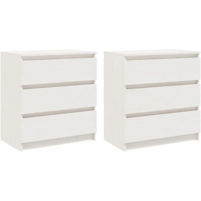 Image of vidaXL Bedside Cabinets 2 pcs White 60x36x64 cm Solid Pinewood