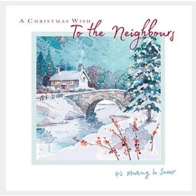 Image of Neighbours Christmas Card (LD X12839I) Country Artistic Bridge/River Scene From The Collection Range Flittered Finish