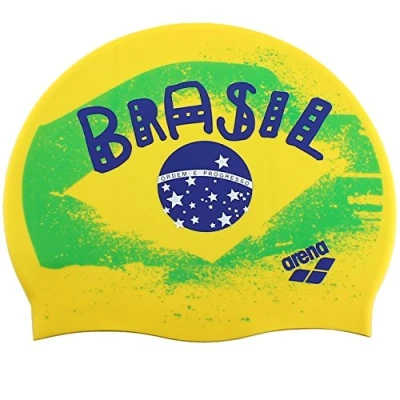 Image of Arena 1E368 Unisex Children&#039;s Swimming Cap, Brazil Flag FR: One Size (Manufacturer&#039;s Size: Size)