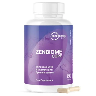 Image of Microbiome Labs ZenBiome Cope (60 Capsules) Mood Probiotic Support for Occasional Stress Coping Supplement with Bifidobacterium longum 1714 Probiotics B Vitamins &amp; Herbal Extracts