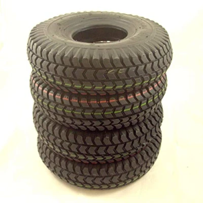 Image of Set of 4 Black Block Tread Pneumatic Mobility Scooter Tyres Size 3.00 (300x4)(260x85)