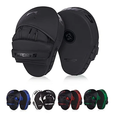 Image of AQF Boxing Pads Hook and jab Mitts Target Punching Focus for MMA Kickboxing Muay Thai Training (Matt Black)