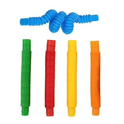 Image of Zayin Mini Pop Tubes Fidget Sensory Toys,Luminous Tube Multi Color Stretch Pipe Educational Children’s Toy Interesting Elastic Tools for Stress and Anxiety Relief (Colorful 5pcs)