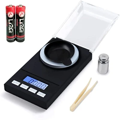 Image of Hotloop High Precision Scales 50 x 0.001g Professional Digital Milligram Scale Pocket Laboratory Letter Gold Jewelry with Tweezer, Calibration Weight and Weighing Pan, Battery Included