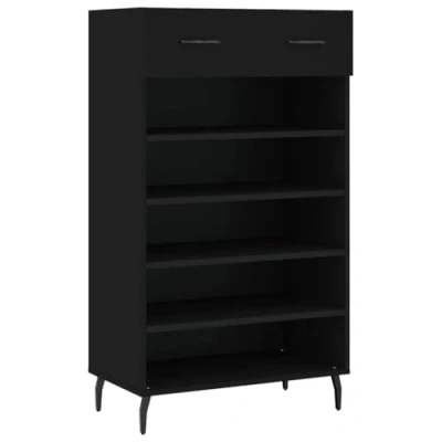 Image of vidaXL Shoe Cabinet Cupboard Rack Shelf Black Engineered Wood