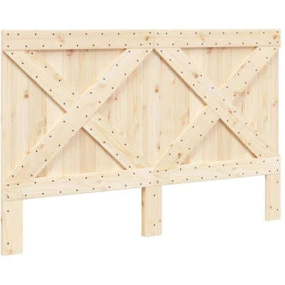Image of vidaXL Rustic Wooden Bed Headboard Solid Pine Wood 160x104cm, Brown Color Bedroom Furniture