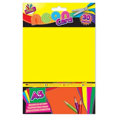 Image of ARTBOX 30 Sheets A5 Neon Card Assorted Colours, 6876
