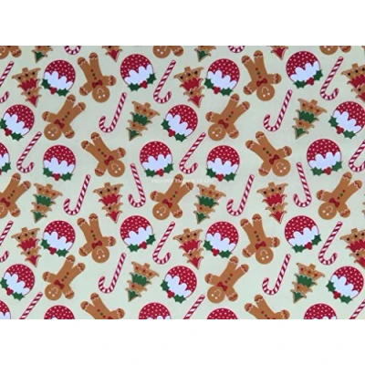 Image of PRESTIGE FASHION Christmas polycotton fabrics (Gingerbread man/Candies/XMAS Pudding) crafts quilting dress fabric runners by the METRE