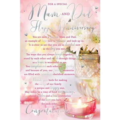 Image of for A Special Mum &amp; Dad Anniversary Candle Design Sentiments Card Lovely Verse