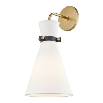 Image of Julia 1 Light Wall Sconce Brass, Black, Linen
