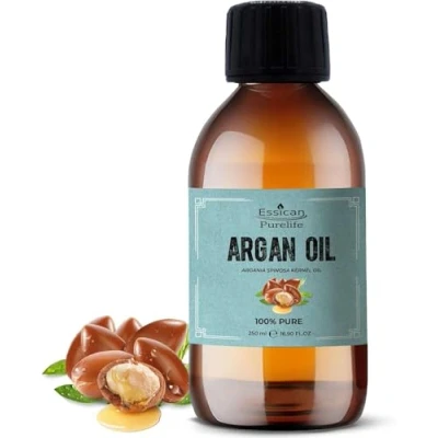 Image of Pure Moroccan Argan Oil 250ml, Cold Pressed Vitamin E for Skin, 100% Natural Carrier Face &amp; Body Oil, Hair Dry Damaged Hair, Curly Women and Men