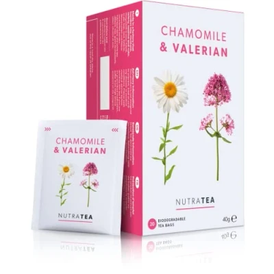 Image of Nutra Tea Chamomile &amp; Valerian Root Bedtime Sleep Night Time 20 Bags Herbal