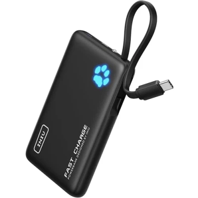 Image of INIU Portable Charger, Light and Small 10000mAh Power Bank with Build in USB C Cable, 20W PD Fast Charging in&amp;Out Battery Pack, External Phone Charger for iPhone 16 15 14 Samsung S22 Google etc
