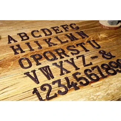 Image of 1pc Cast Wrought Iron Black Antique House Door Alphabet Letters and Numbers Plaques (1)