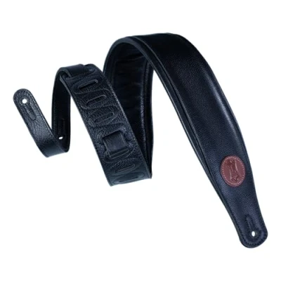 Image of Levy&#039;s MSS2 BLK 2.5 inch Padded Guitar Straps with Garment Leather Back and Signature Logo Black