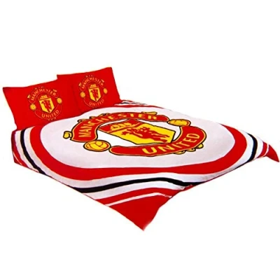 Image of Manchester United FC Official Reversible Pulse Double Duvet Set (Double) (White/Red/Black)
